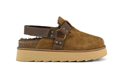 PLATFORM SABOT leather strap COGNAC